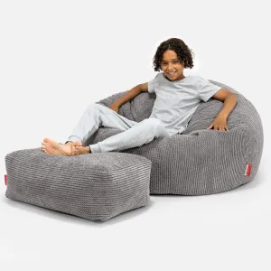 Children's Bean Bag Sofa 6-14 yr - Pom Pom Charcoal Grey