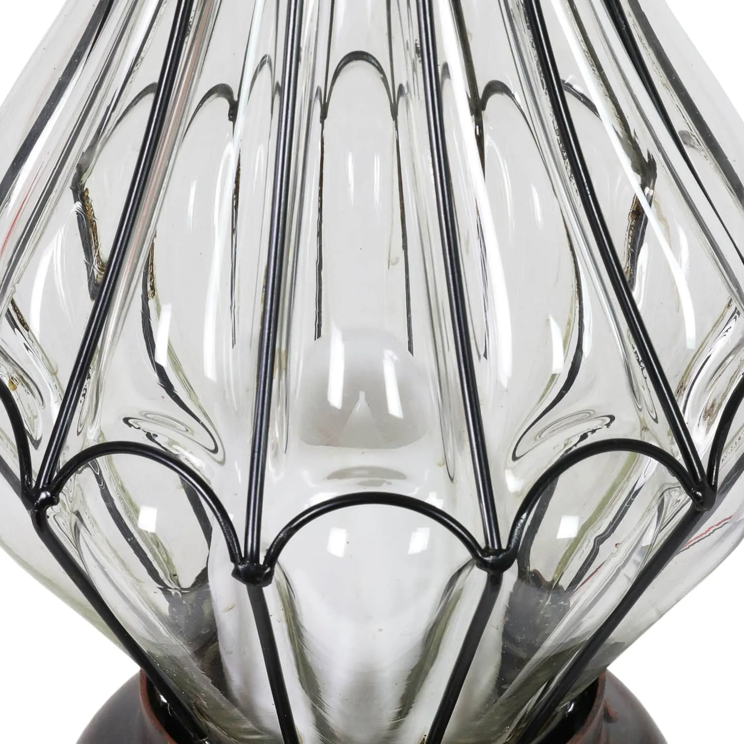 Clear Glass Pear Shape Lantern with LED Candle on a Timer, 14 Inch