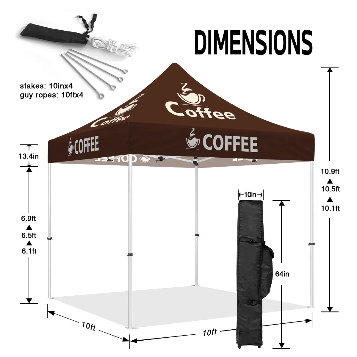 Coffee Canopy-ABLEM8CANOPY Coffee 10x10 Pop Up Canopy Tent