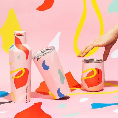 Corkcicle x Poketo Canteen 16 oz (Pink Party)