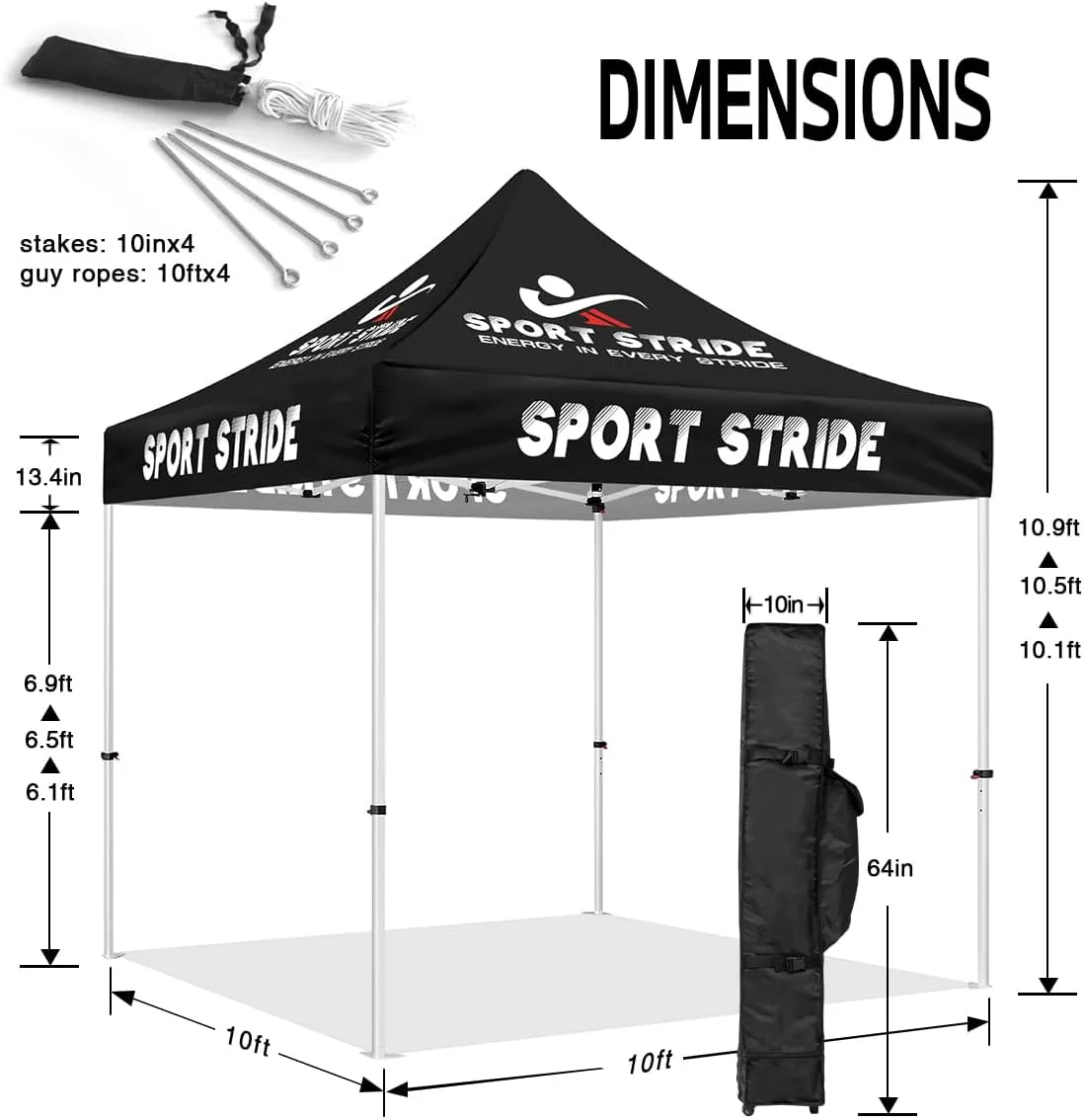 Exercise Tent-SPORT STRIDE 10x10 Custom Printed Canopy Tents