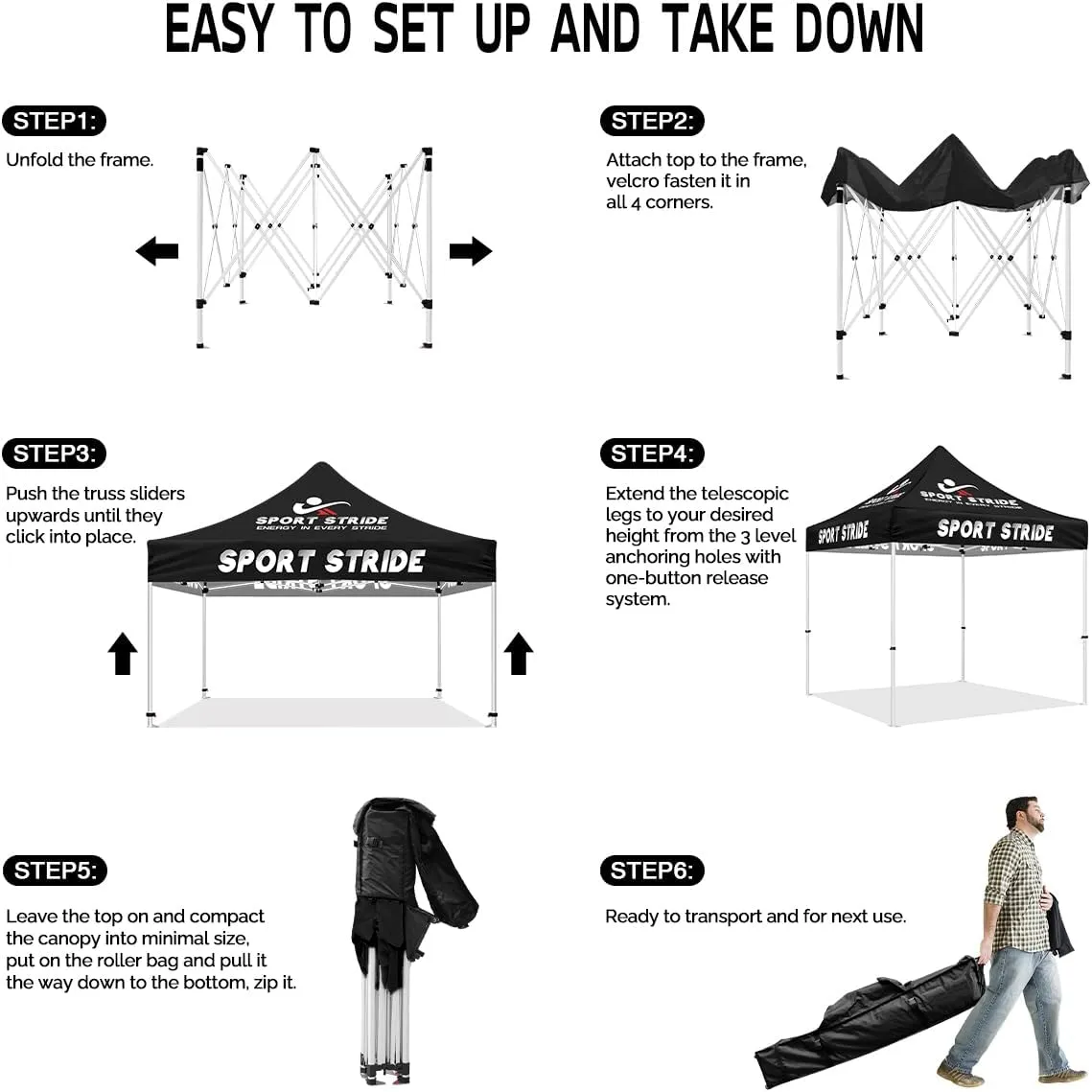 Exercise Tent-SPORT STRIDE 10x10 Custom Printed Canopy Tents