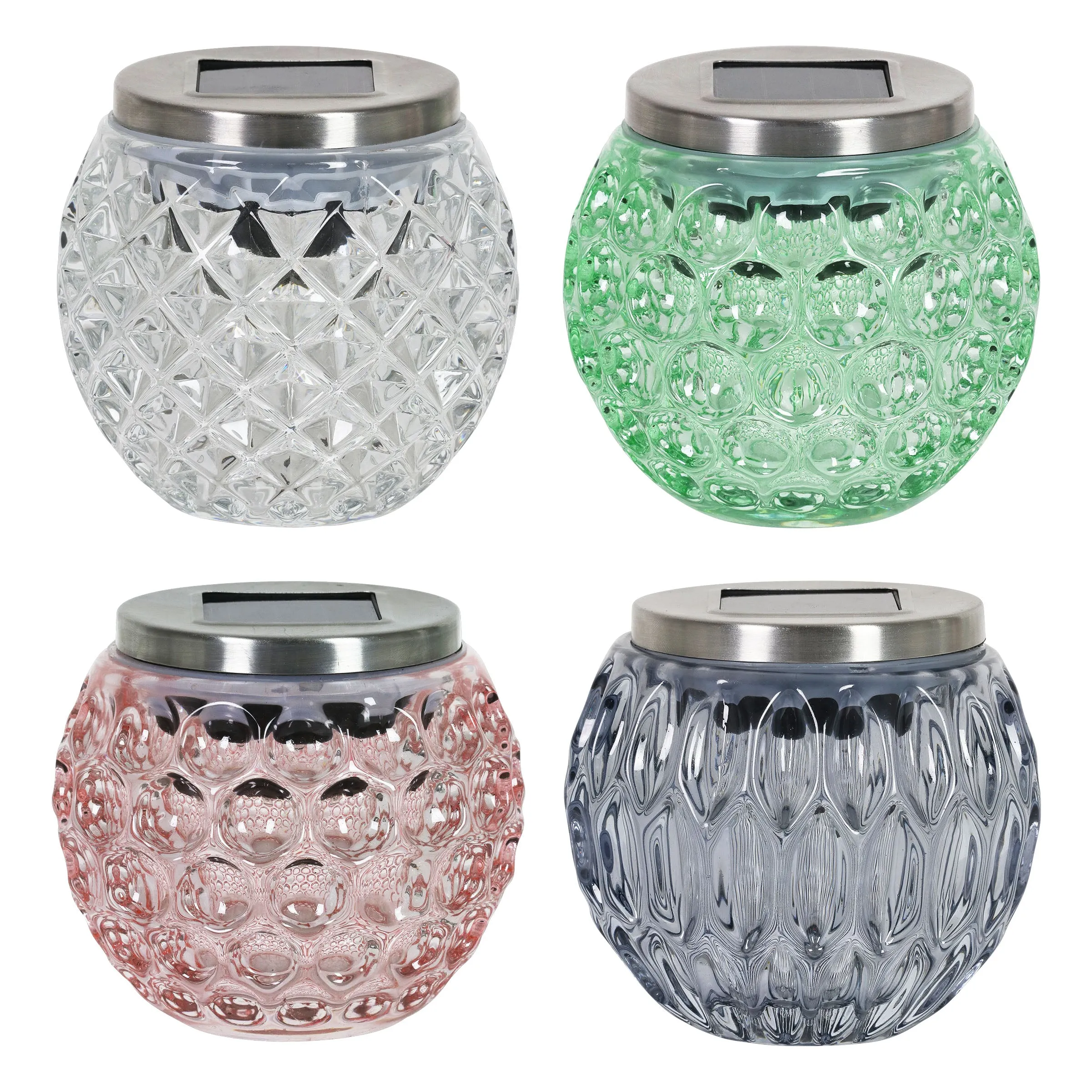 Exhart, Set of Four Solar Glass Prism Lights, 4 Inch