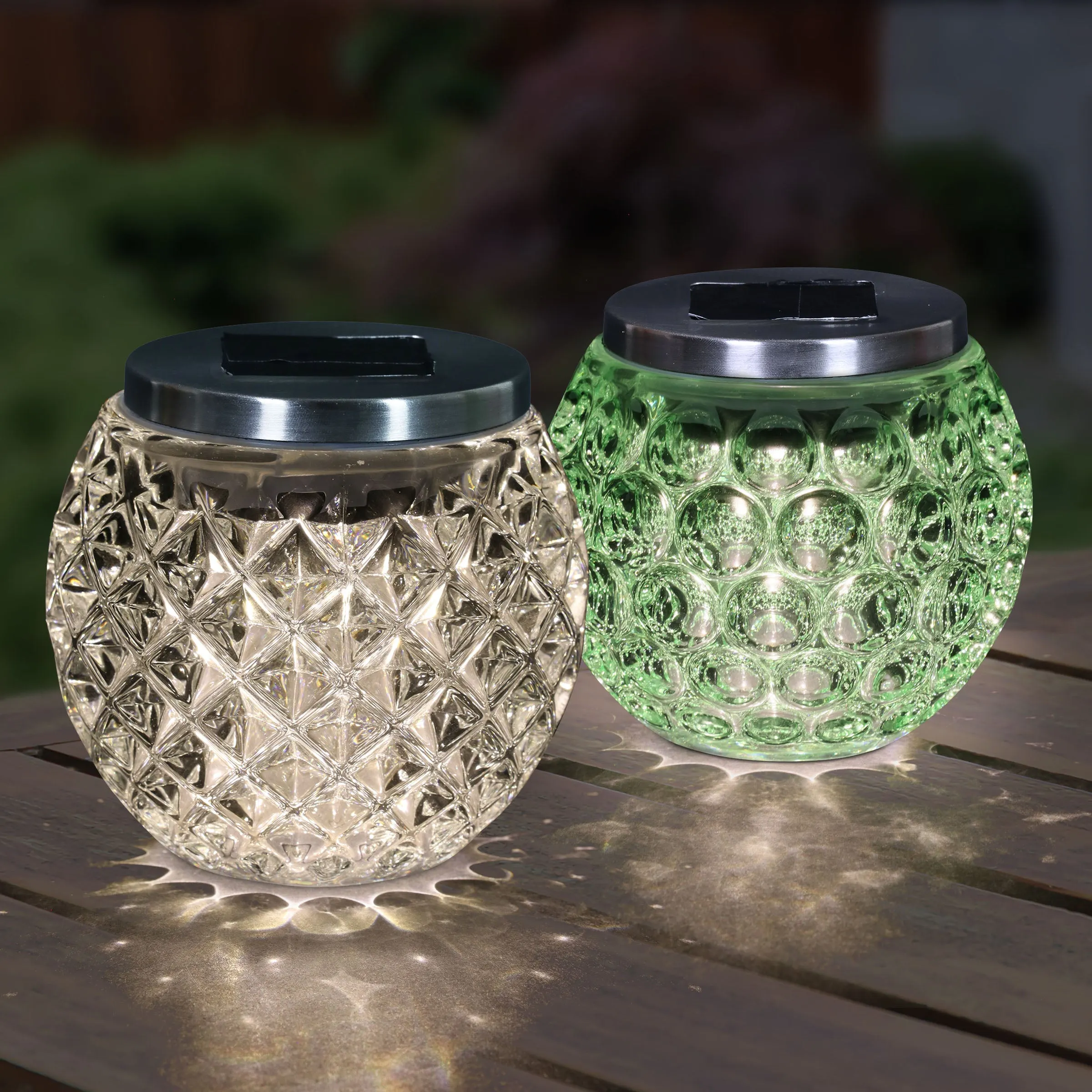 Exhart, Set of Four Solar Glass Prism Lights, 4 Inch