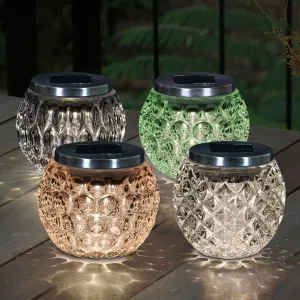 Exhart, Set of Four Solar Glass Prism Lights, 4 Inch