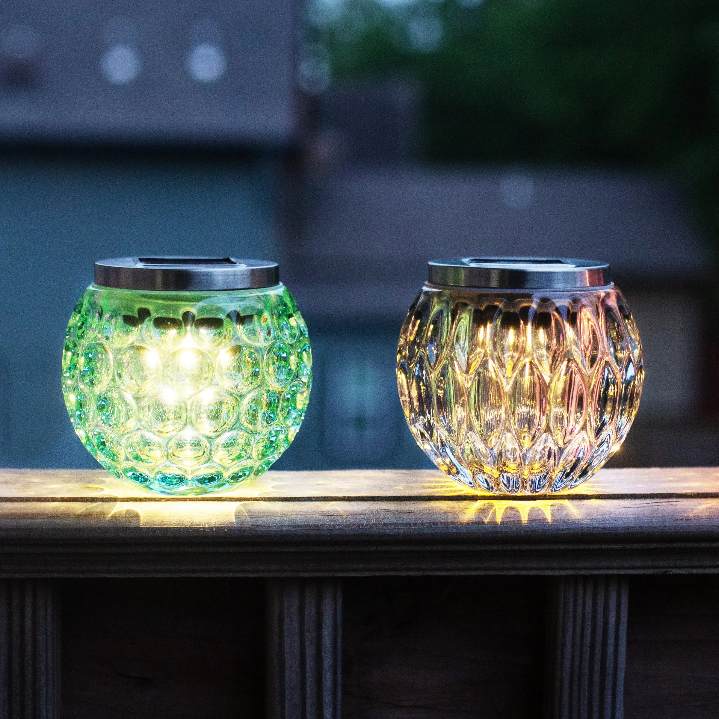 Exhart, Set of Four Solar Glass Prism Lights, 4 Inch