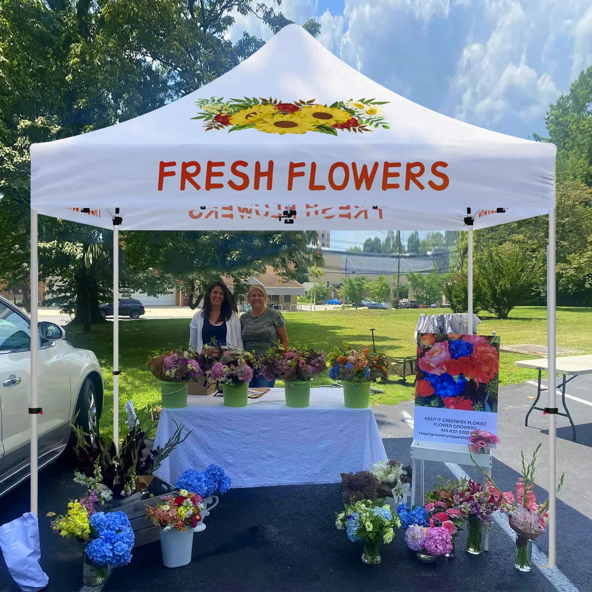 Flowering Tent-Fresh Flowers 10x10 Pop Up Canopy Tent