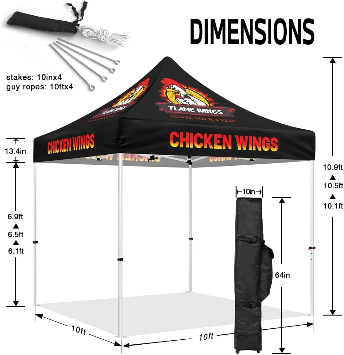 Food Tent-ABLEM8CANOPY Chickenwings 10x10 Pop Up Canopy Tent