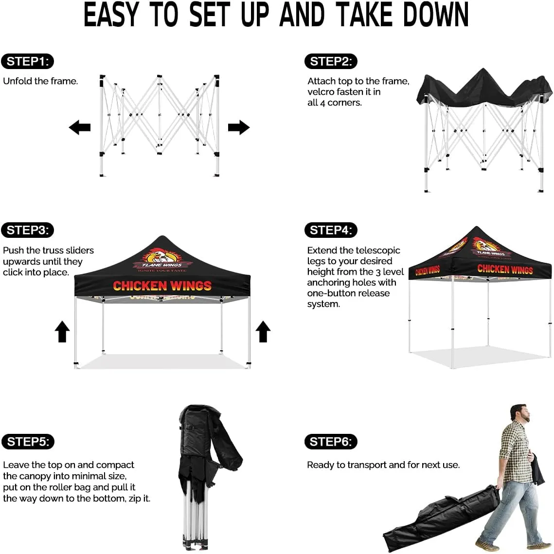Food Tent-ABLEM8CANOPY Chickenwings 10x10 Pop Up Canopy Tent