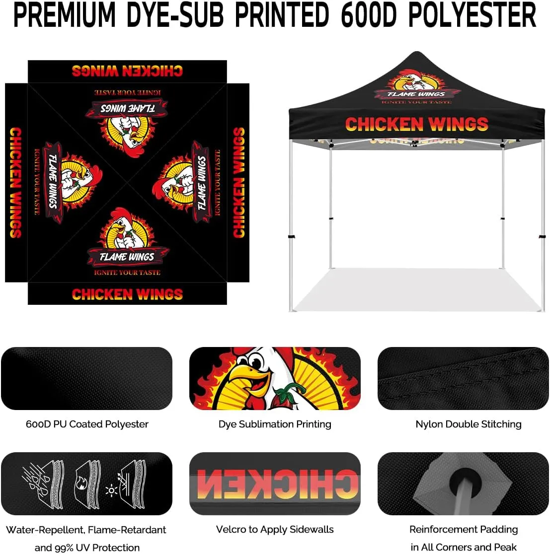 Food Tent-ABLEM8CANOPY Chickenwings 10x10 Pop Up Canopy Tent