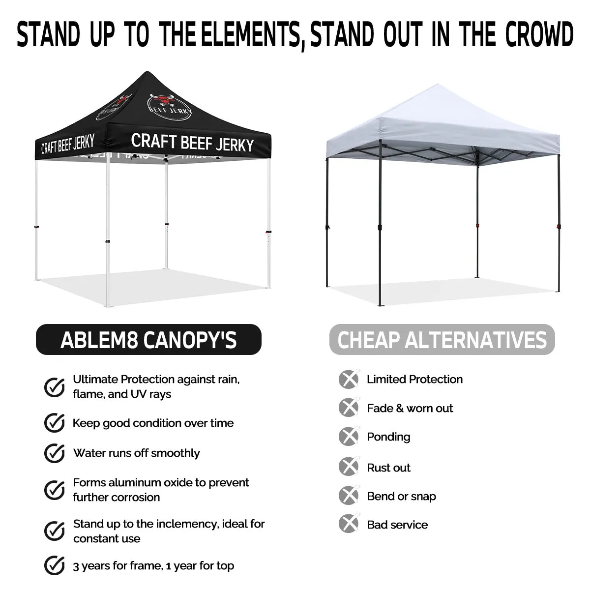 Food Tents-Craft Beef Jerky 10x10 Pop Up Black Canopy Tent