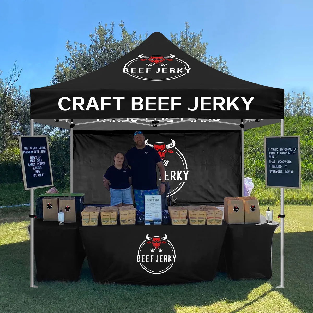 Food Tents-Craft Beef Jerky 10x10 Pop Up Black Canopy Tent