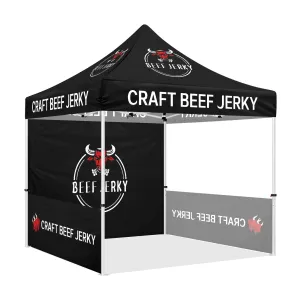 Food Tents-Craft Beef Jerky 10x10 Pop Up Black Canopy Tent