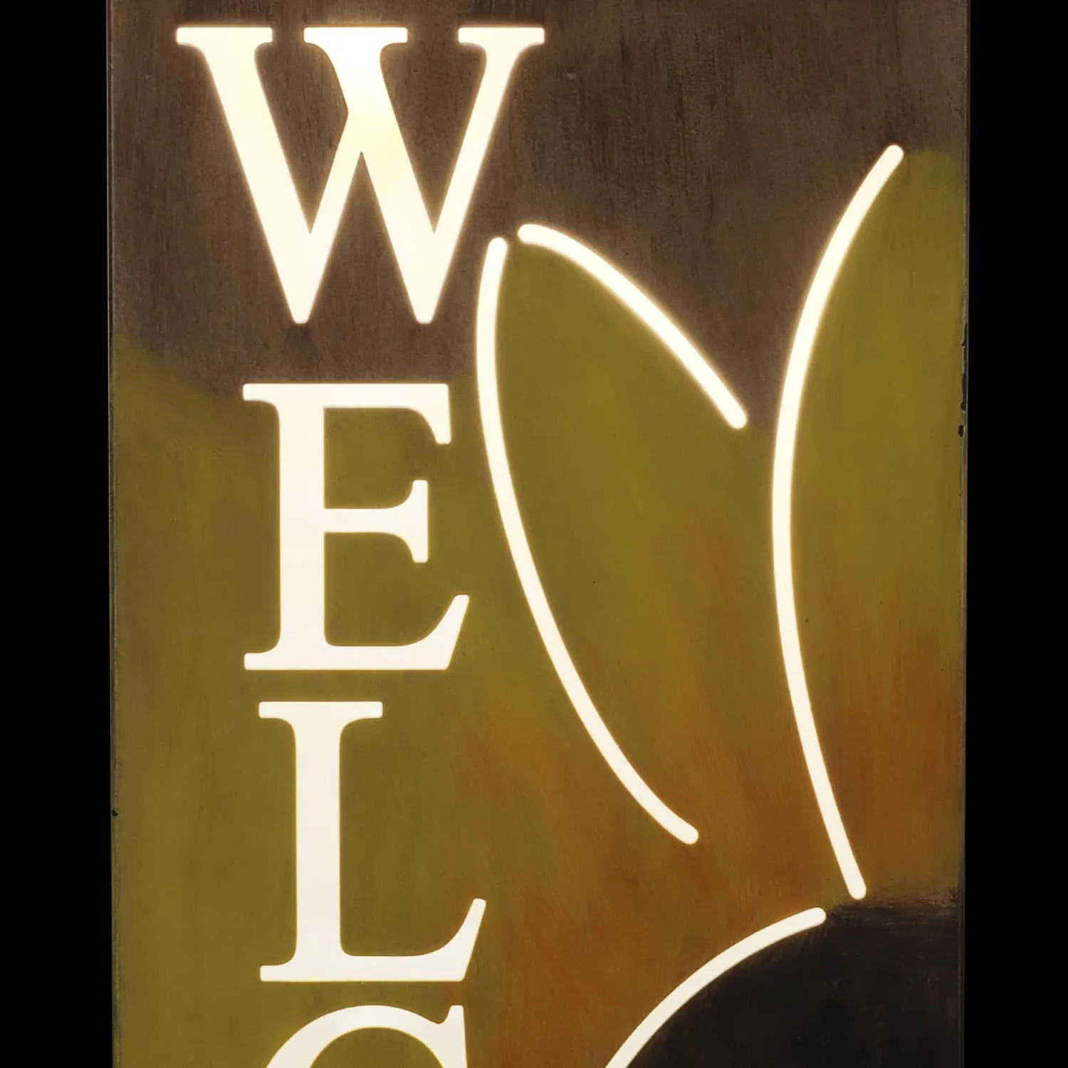 Hand Painted Solar Metal Sunflower Hanging Wall Art, 8 by 24.5 Inches