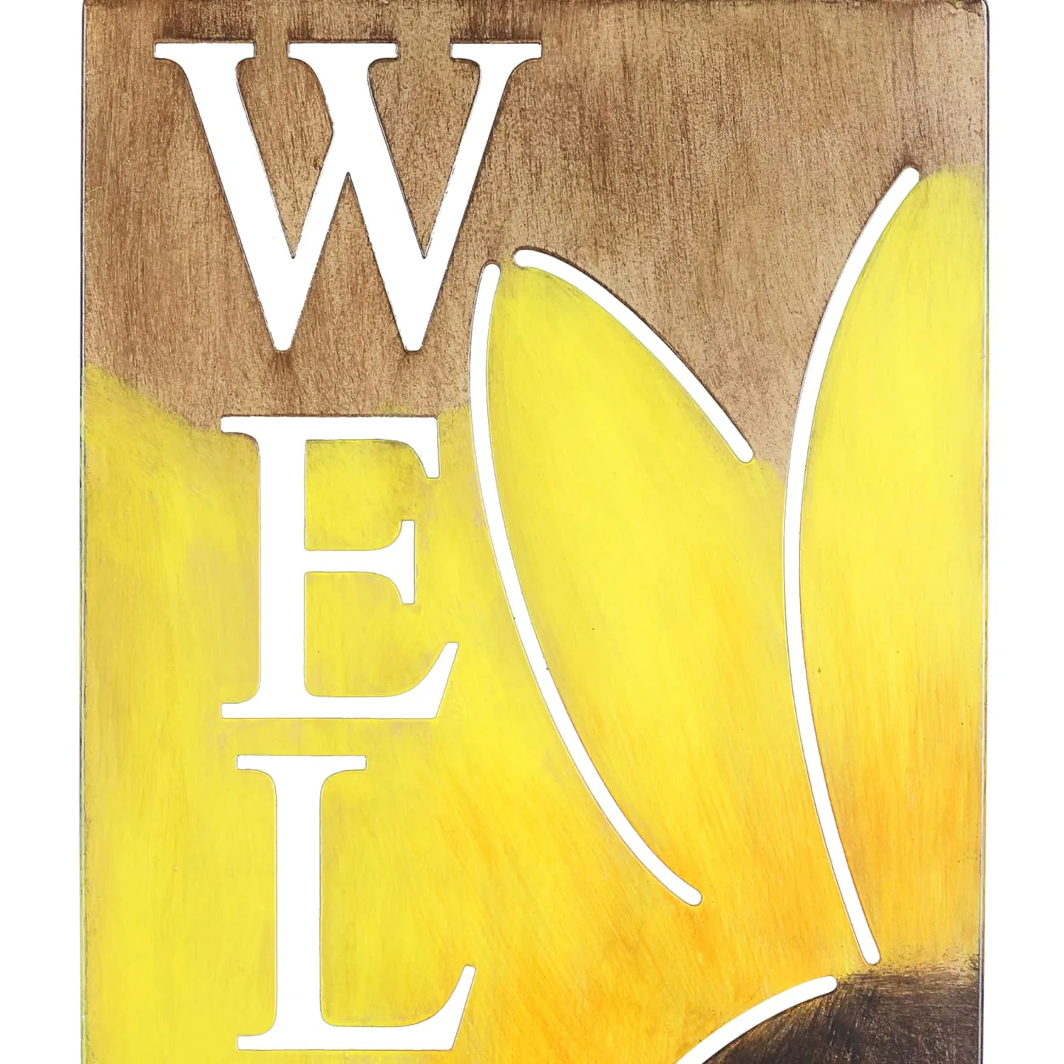 Hand Painted Solar Metal Sunflower Hanging Wall Art, 8 by 24.5 Inches