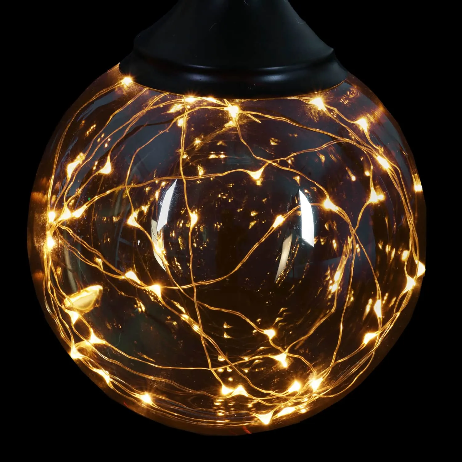 Hanging Golden Glass LED Balls with Timer, Set of Three, 6 by 31 Inches