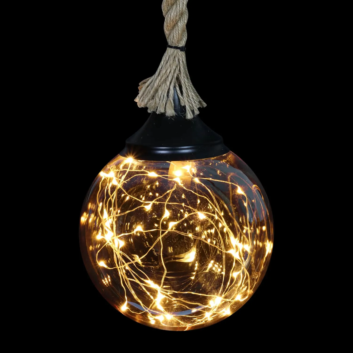 Hanging Golden Glass LED Balls with Timer, Set of Three, 6 by 31 Inches