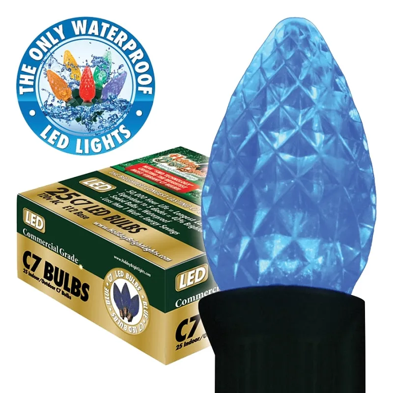 Holiday Bright Lights BU25-LEDFC7-TBL Light Bulb, 0.6 W, Candelabra (E12) Lamp Base, LED Lamp, Blue Light :BX 25: QUANTITY: 1