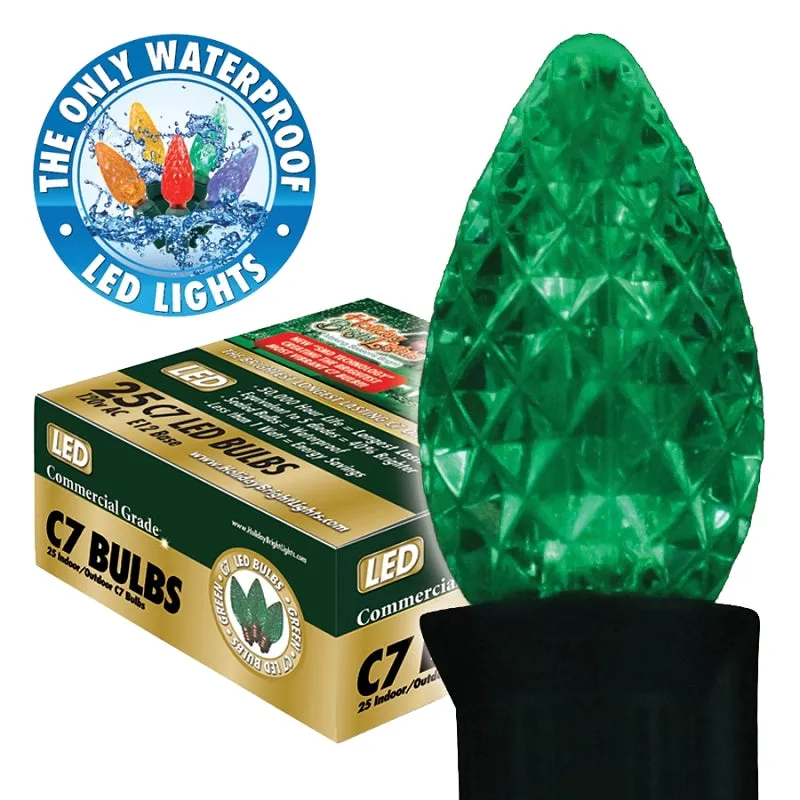 Holiday Bright Lights BU25-LEDFC7-TGR Light Bulb, 0.6 W, Candelabra (E12) Lamp Base, LED Lamp, Green Light :BX 25: QUANTITY: 1