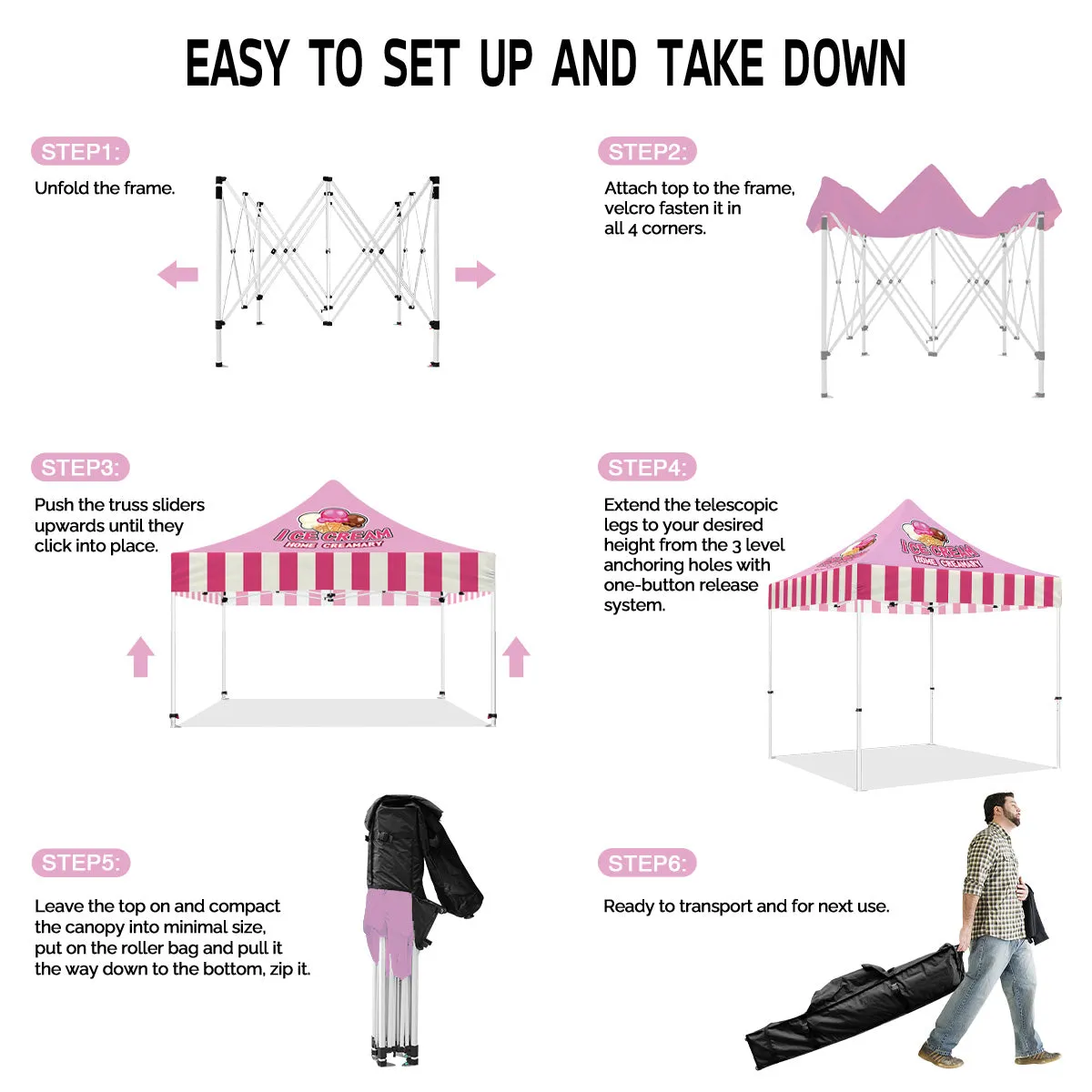 Ice Cream Tent-ABLEM8CANOPY Ice Cream 10x10 Personalized Canopy Tents for Sale