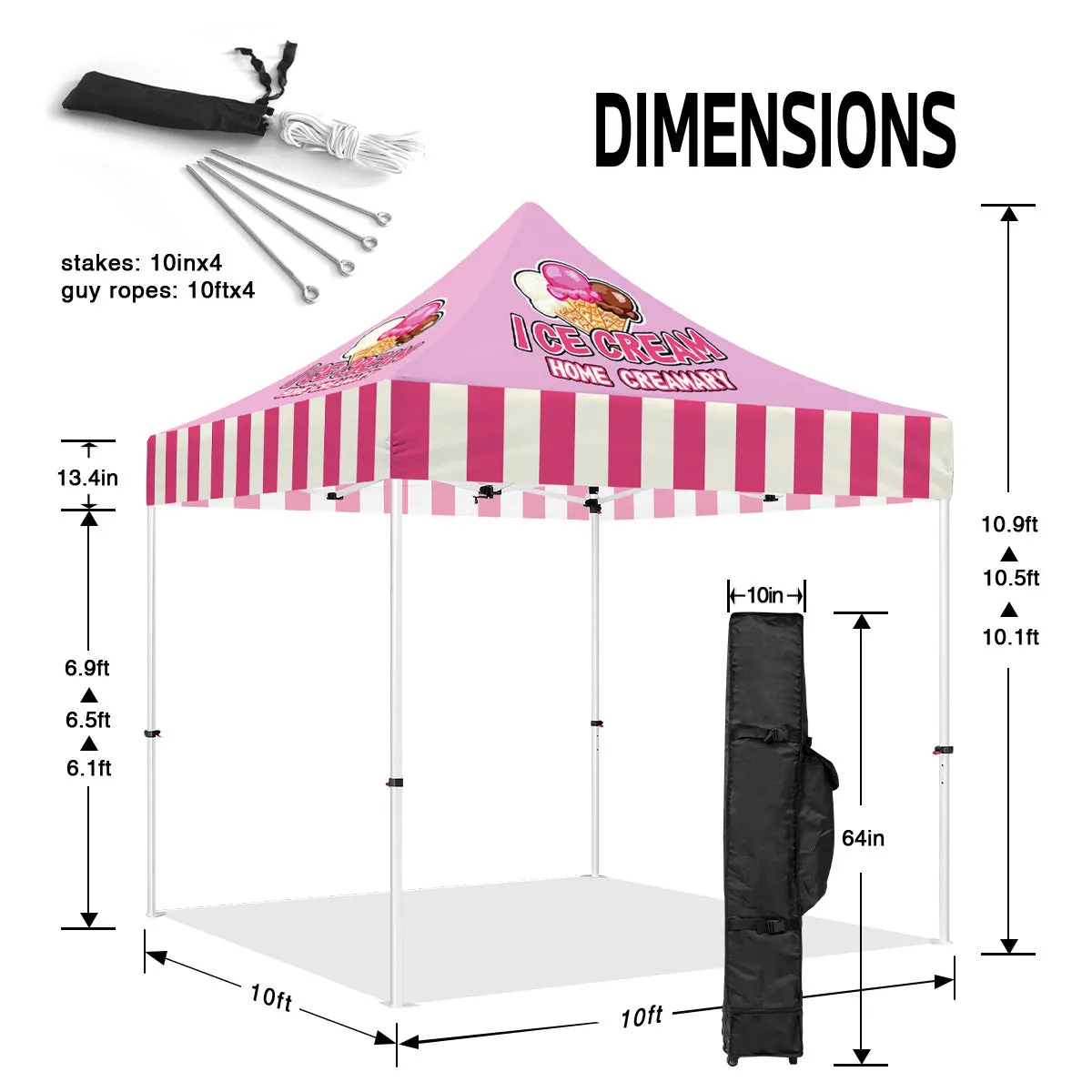 Ice Cream Tent-ABLEM8CANOPY Ice Cream 10x10 Personalized Canopy Tents for Sale