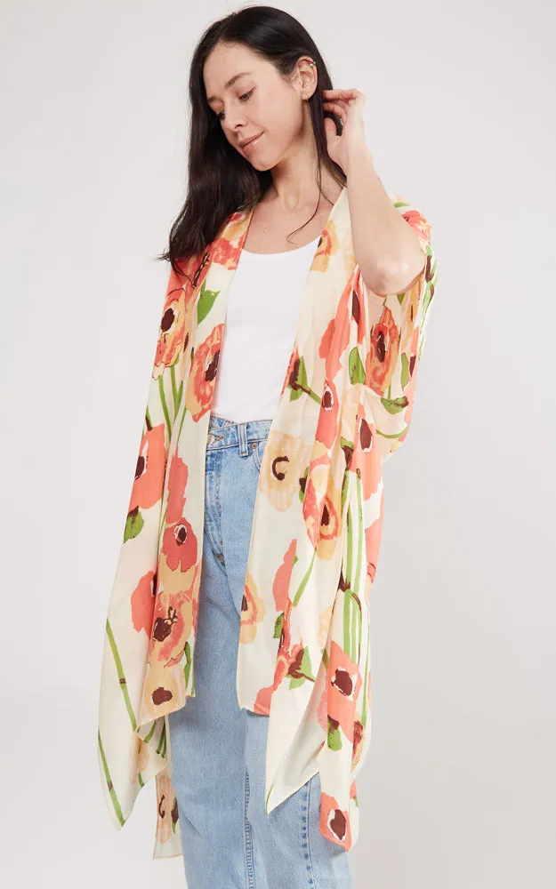 JP2102 Floral Design Cover Up Kimono