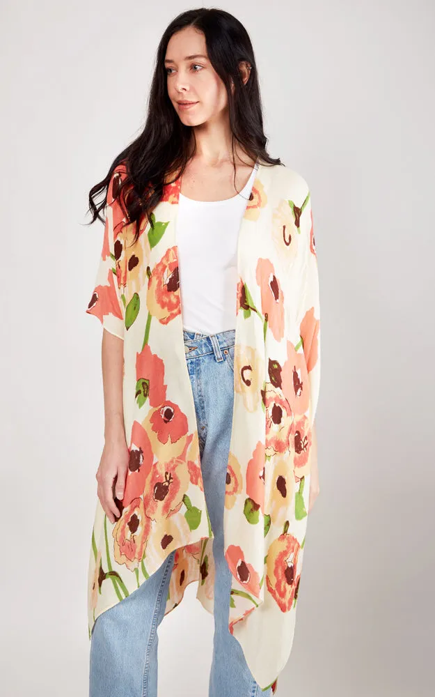 JP2102 Floral Design Cover Up Kimono