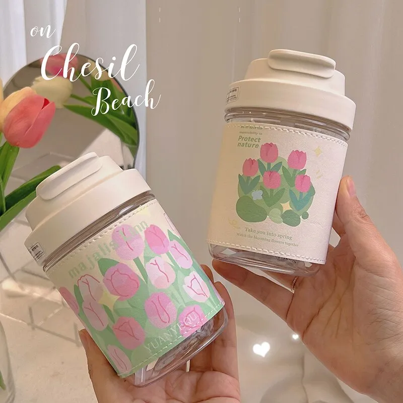 Kawaii  Water Bottle With  Straw and strap | 480ml water bottle |BPA-free water bottle