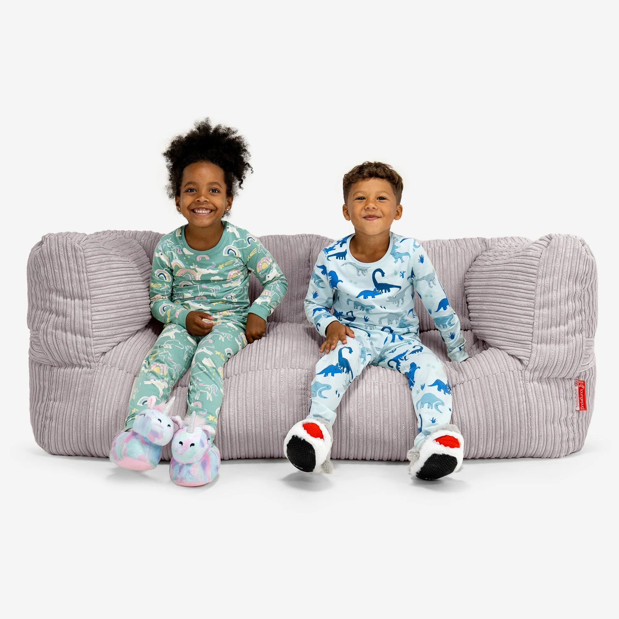 Kids Giant Albert Sofa 2 Seater 3-14 yr - Cord Silver Grey