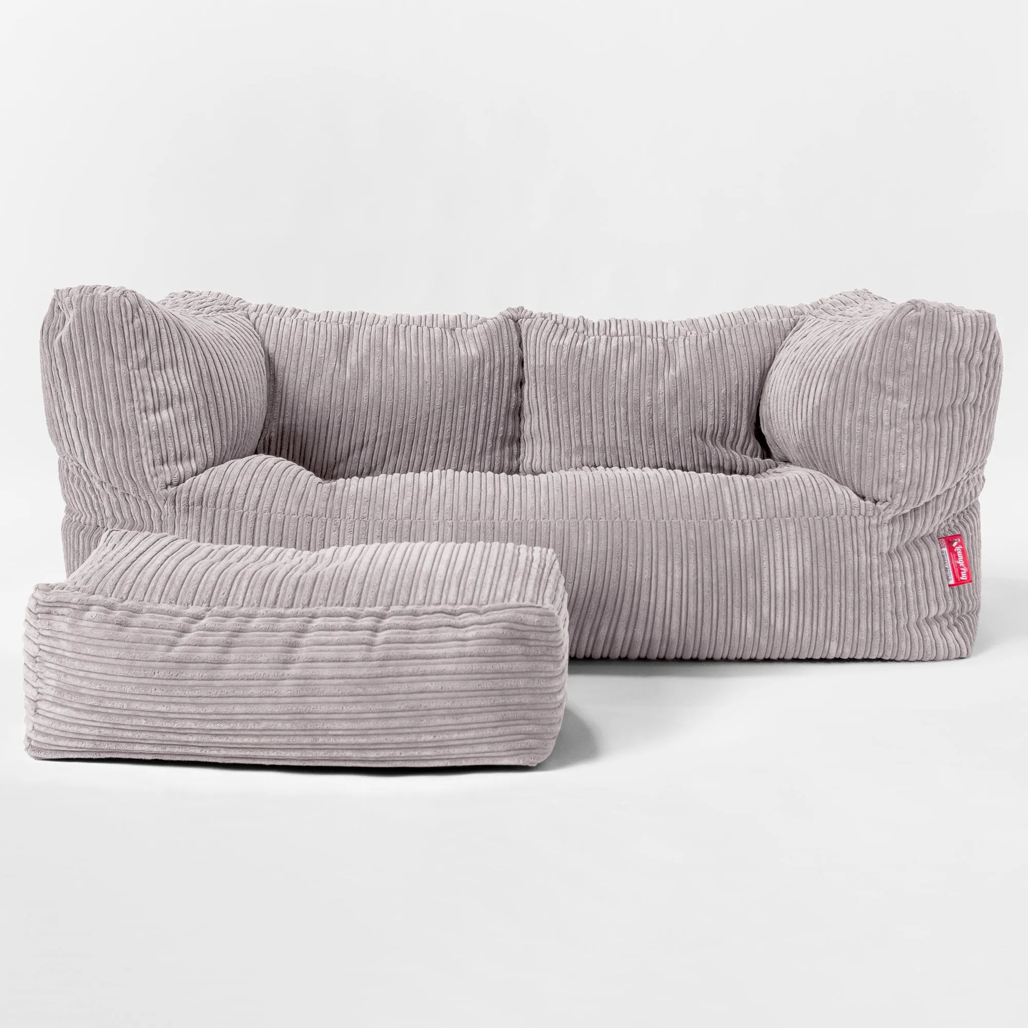 Kids Giant Albert Sofa 2 Seater 3-14 yr - Cord Silver Grey