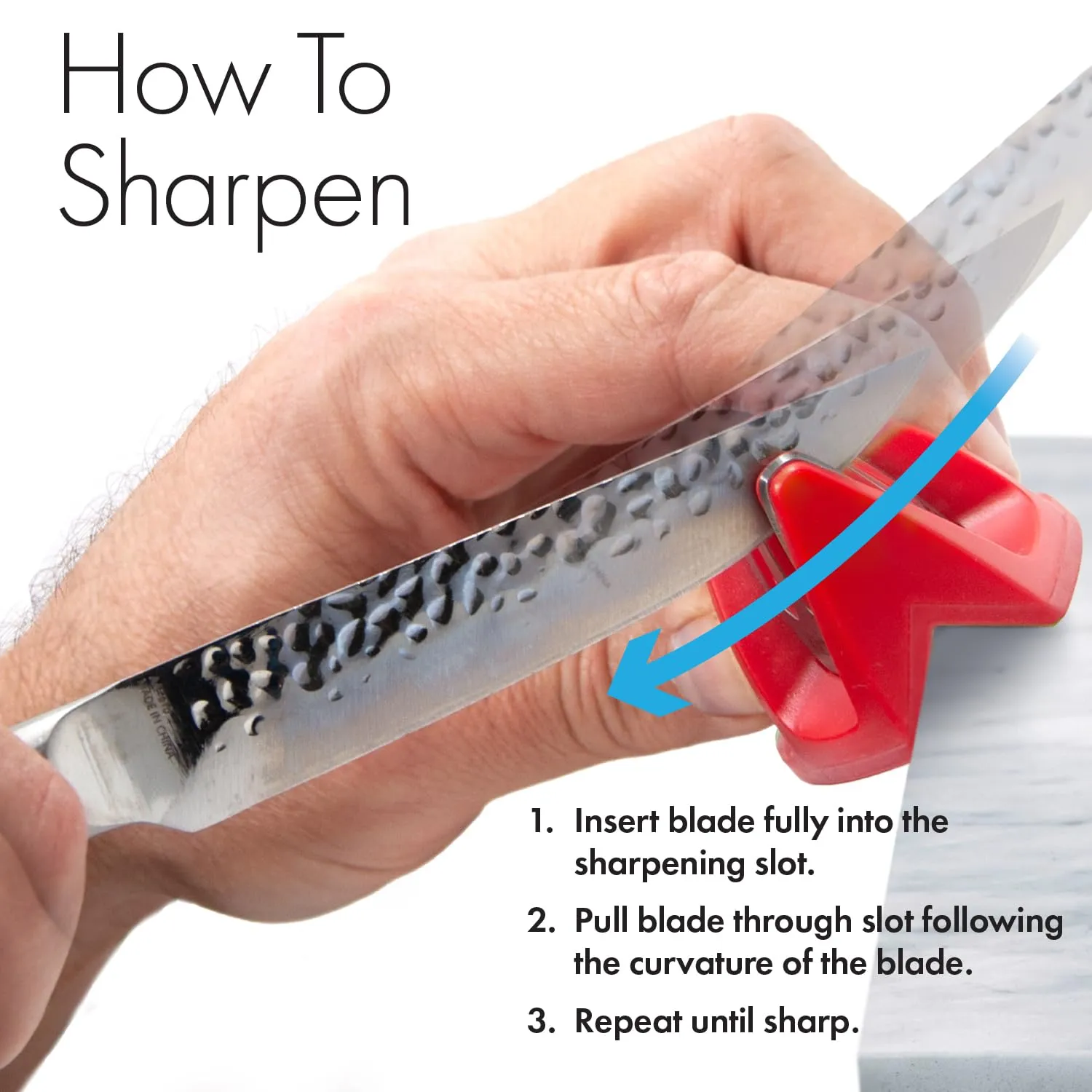 KitchenIQ 50883 Edge Grip 2-Stage Knife Sharpener, Red, Coarse & Fine Sharpeners, Compact for Easy Storage, Stable Non-Slip Base, Soft Grip Rubber Handle, Straight & Serrated Knives