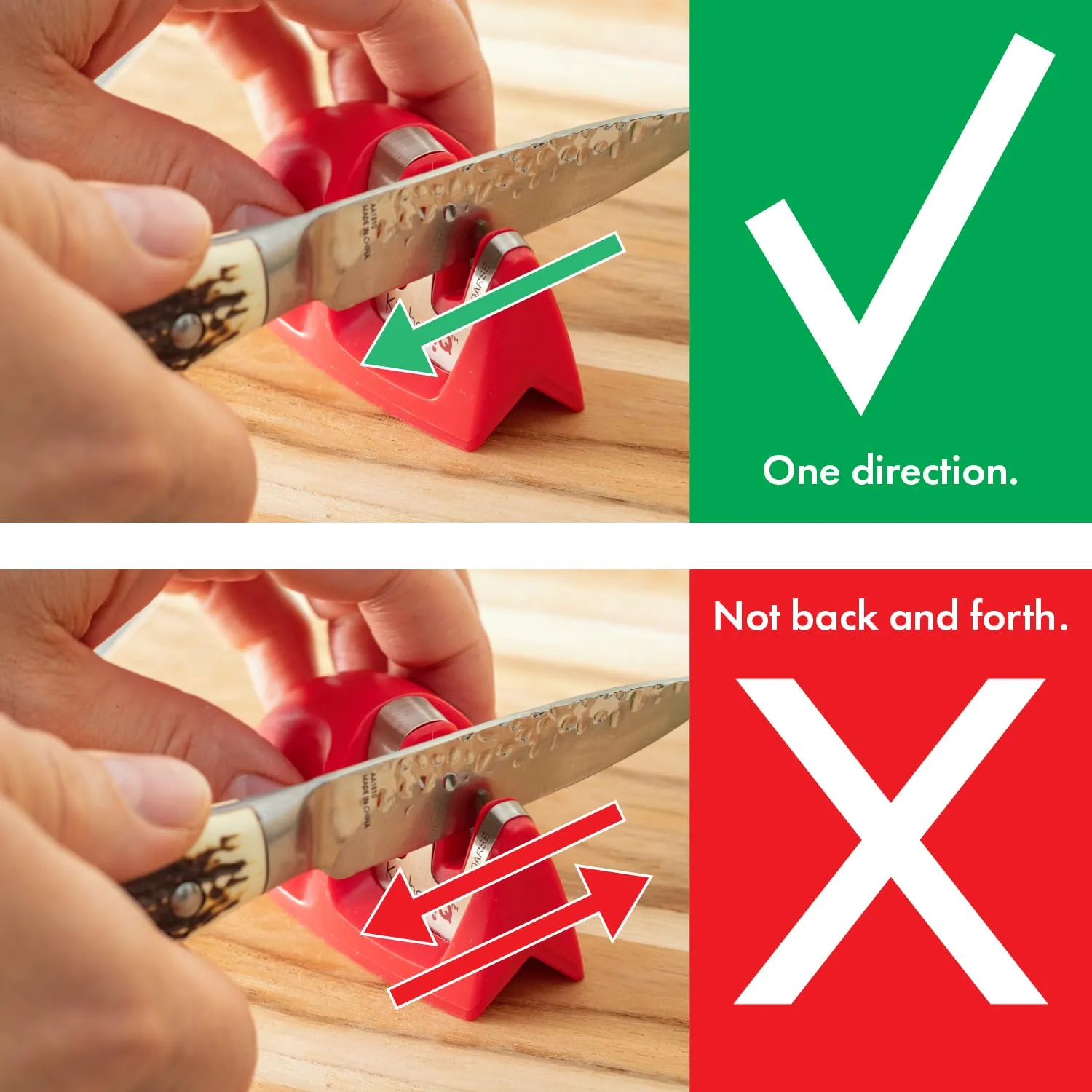 KitchenIQ 50883 Edge Grip 2-Stage Knife Sharpener, Red, Coarse & Fine Sharpeners, Compact for Easy Storage, Stable Non-Slip Base, Soft Grip Rubber Handle, Straight & Serrated Knives
