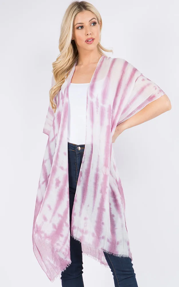 KP3111 Tie-Dyed Print Cover Up Kimono