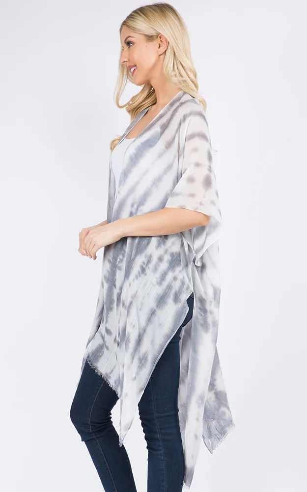 KP3111 Tie-Dyed Print Cover Up Kimono