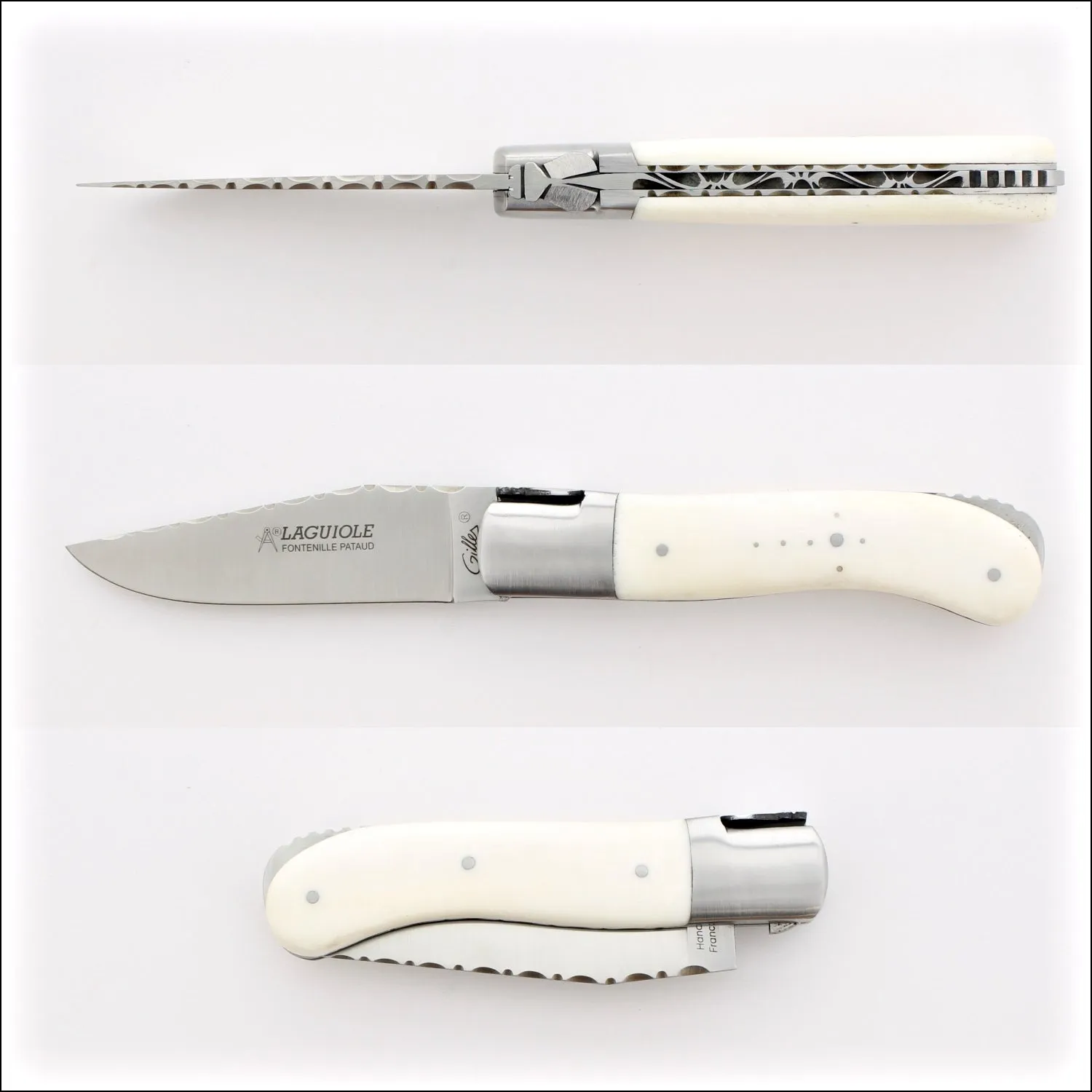 Laguiole Gentleman's Knife Guilloche - Cattle Bone