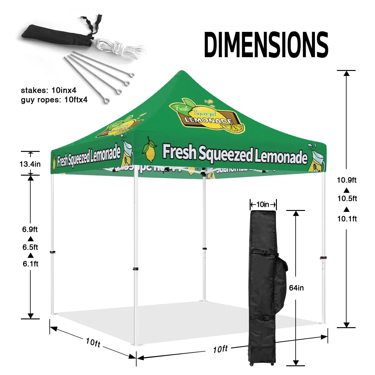 Lemonade Tent- 10x10 Fresh Squeezed Lemonade Pop Up Tent
