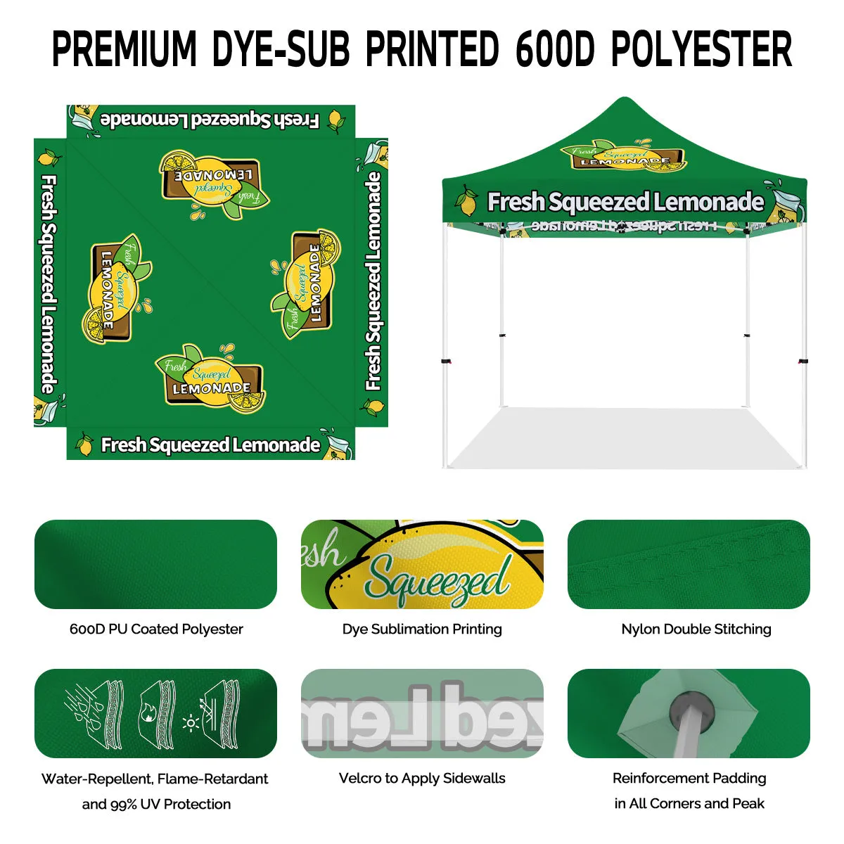 Lemonade Tent- 10x10 Fresh Squeezed Lemonade Pop Up Tent