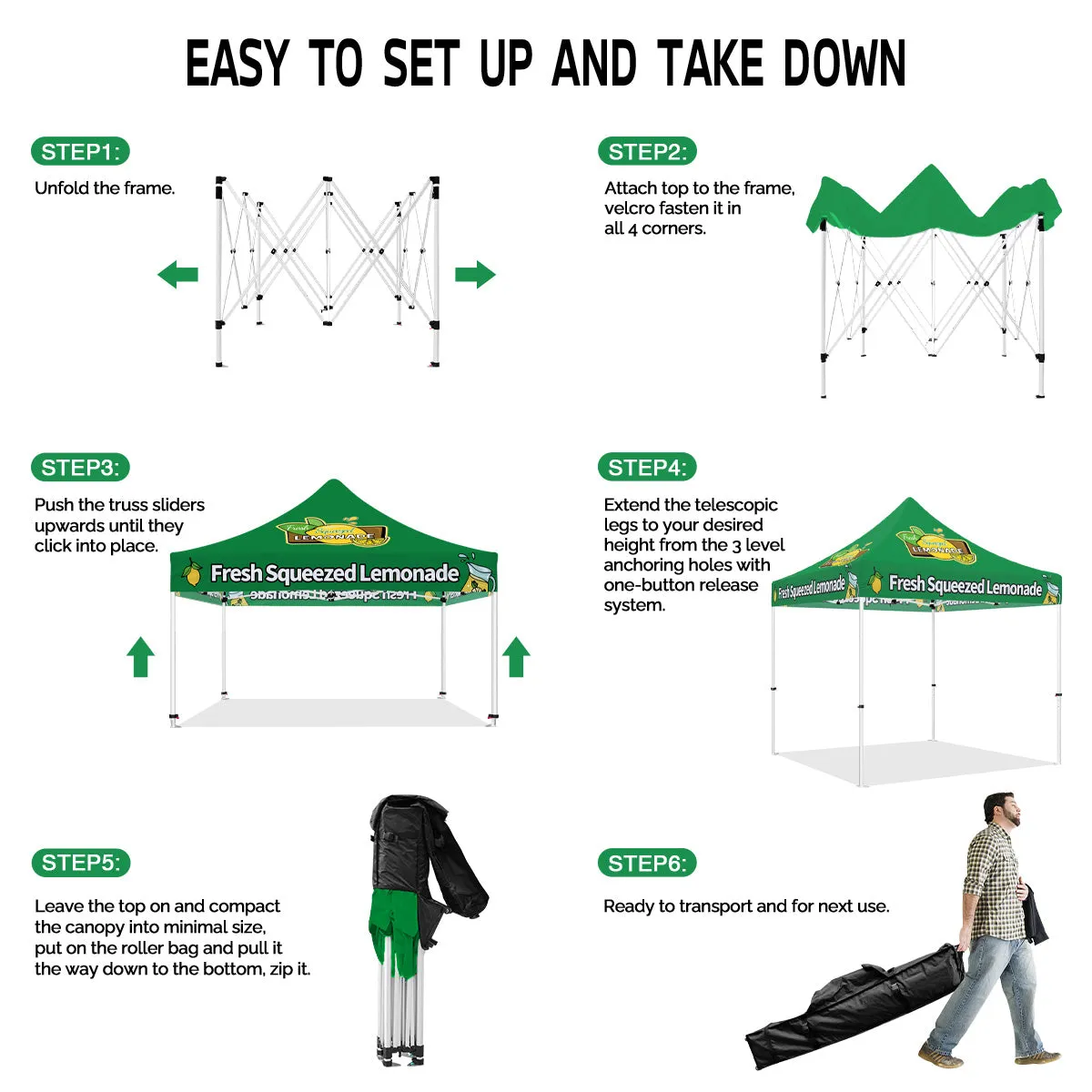Lemonade Tent- 10x10 Fresh Squeezed Lemonade Pop Up Tent