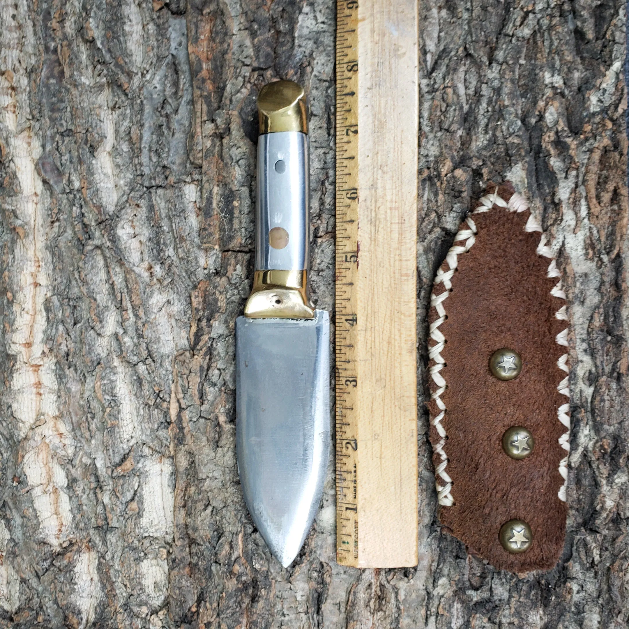 Little Badger Sante Fe Trail Traditional Beaver Butchering Scalping Knife 3 star Sheath