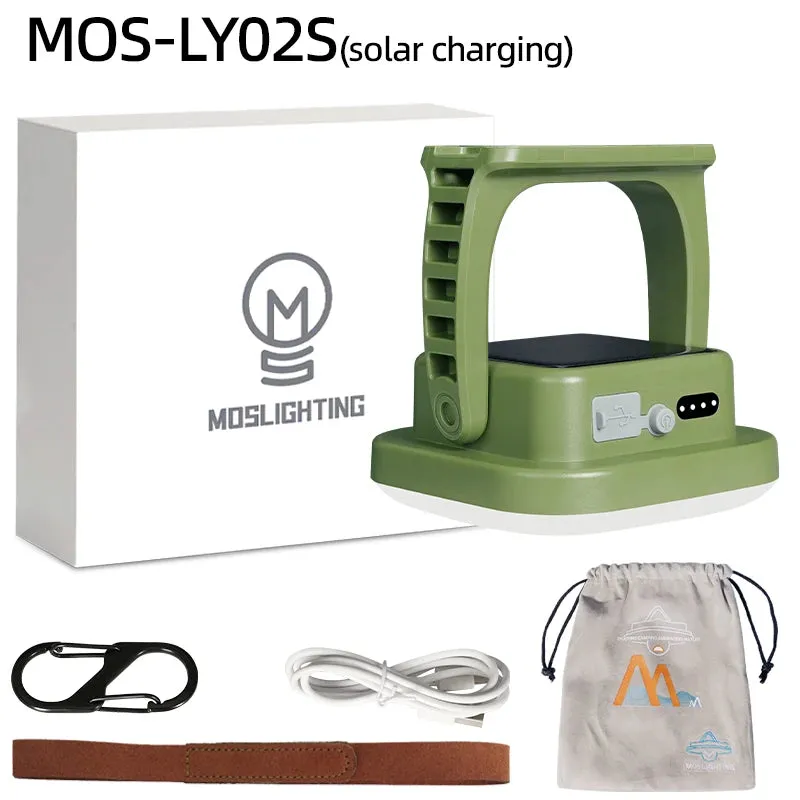 MOSLIGHTING Solar Camping Lantern Rechargeable Outdoor Hang Tent Lamp Portable Flashlight Work Maintenance Emergency Lighting