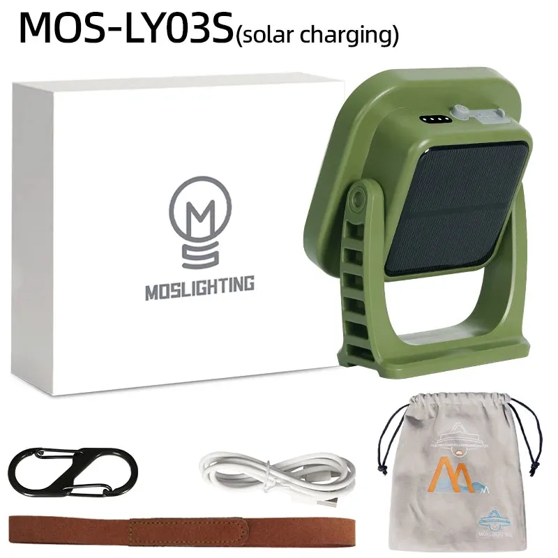 MOSLIGHTING Solar Camping Lantern Rechargeable Outdoor Hang Tent Lamp Portable Flashlight Work Maintenance Emergency Lighting