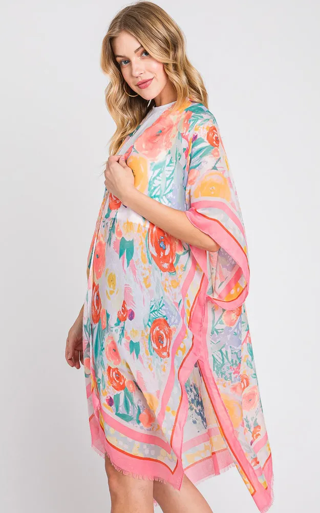 MS0348 HAND DRAWN WATERCOLOR GARDEN KIMONO
