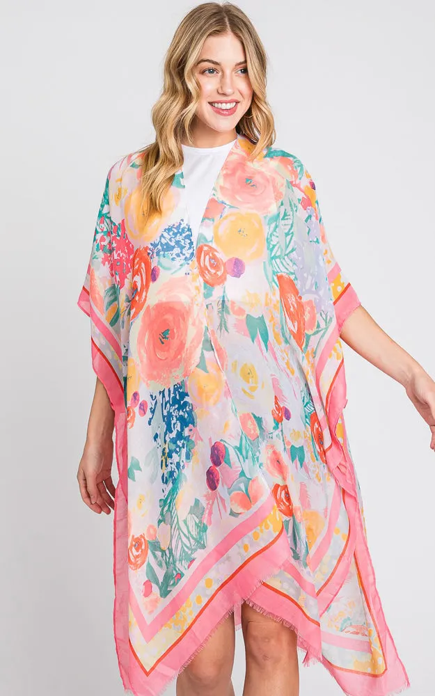 MS0348 HAND DRAWN WATERCOLOR GARDEN KIMONO