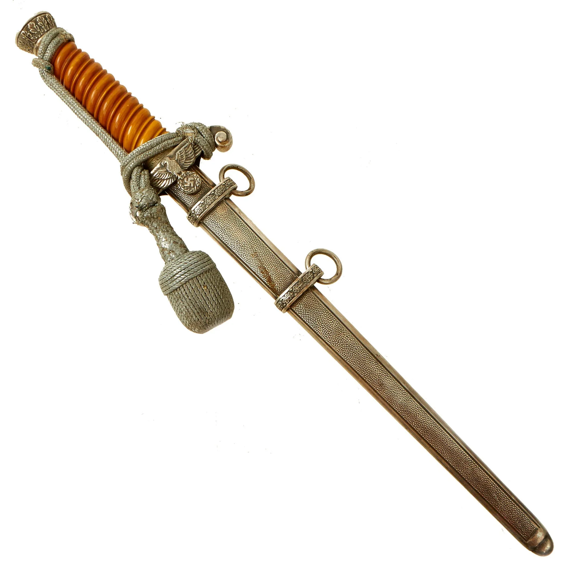 Original German WWII Army Heer Officer Dagger by Alcoso circa 1940 with Scabbard & Portepee