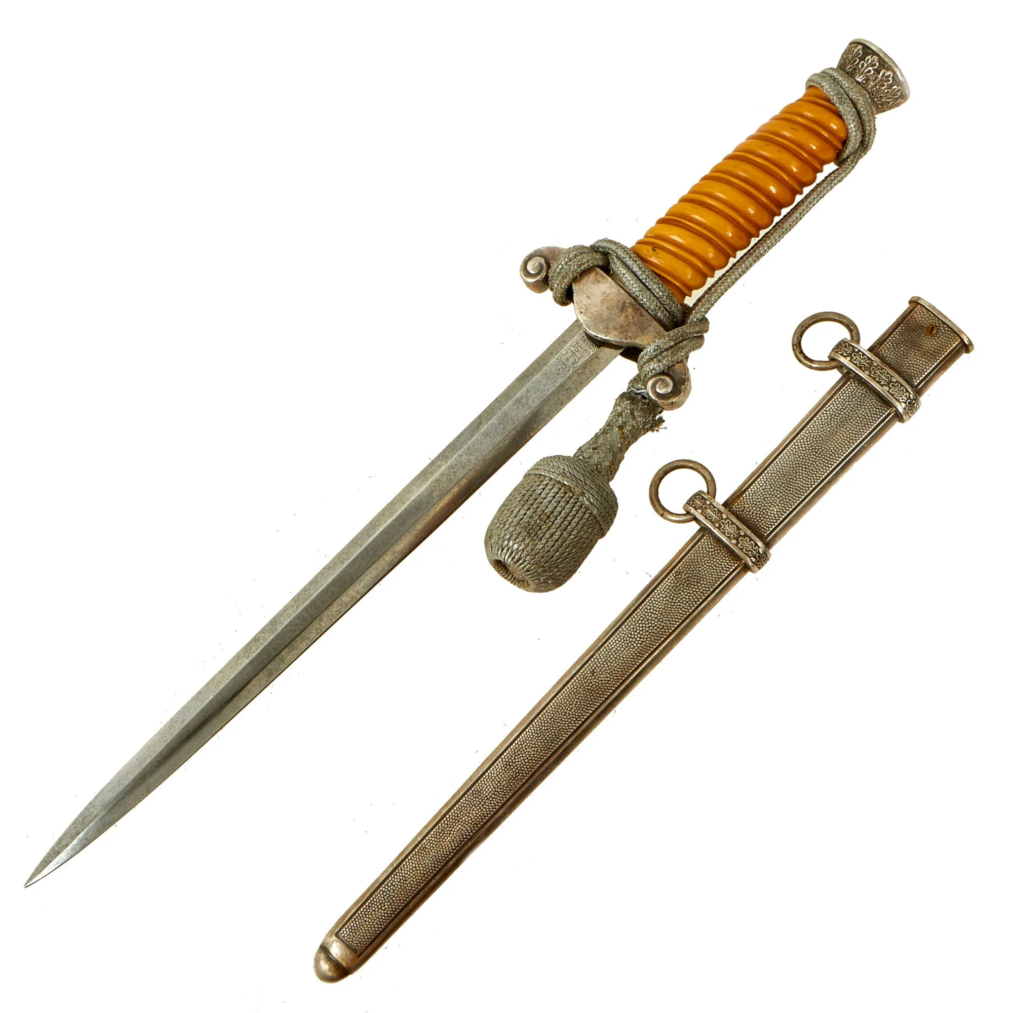 Original German WWII Army Heer Officer Dagger by Alcoso circa 1940 with Scabbard & Portepee