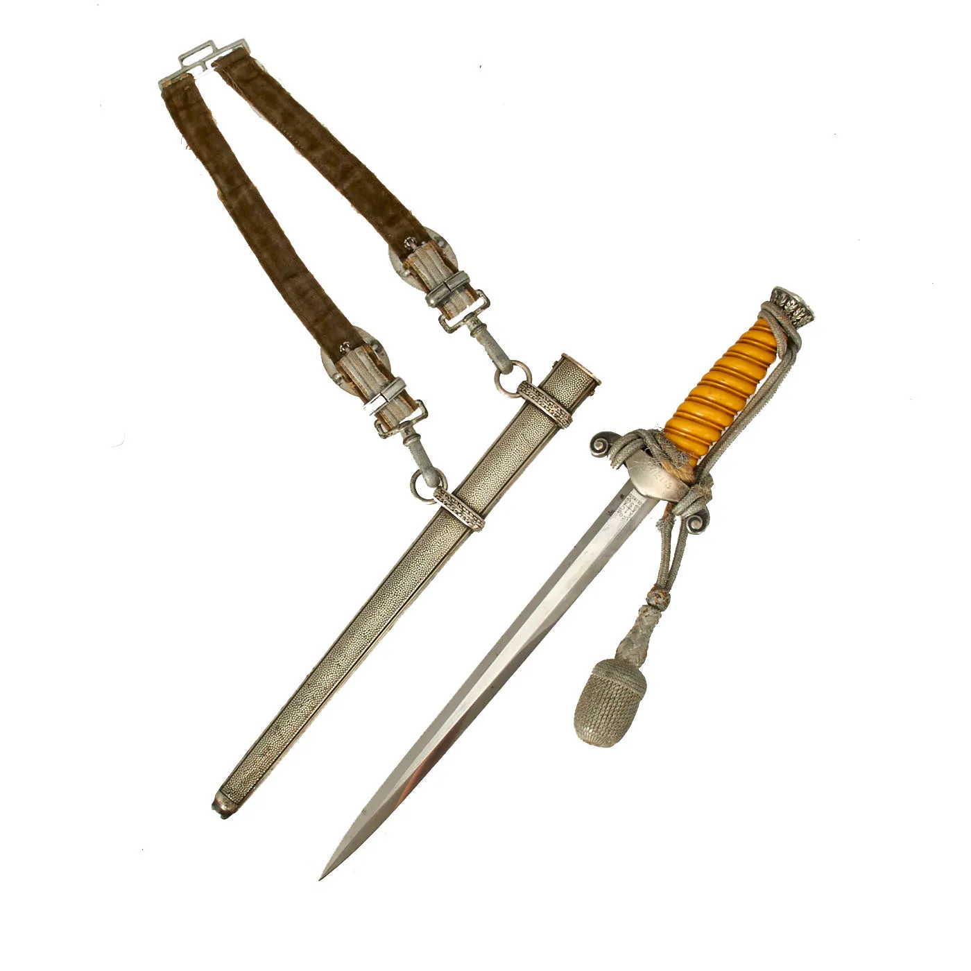 Original German WWII Army Heer Officer Dagger by Alcoso with Hanger & Portepee circa 1940
