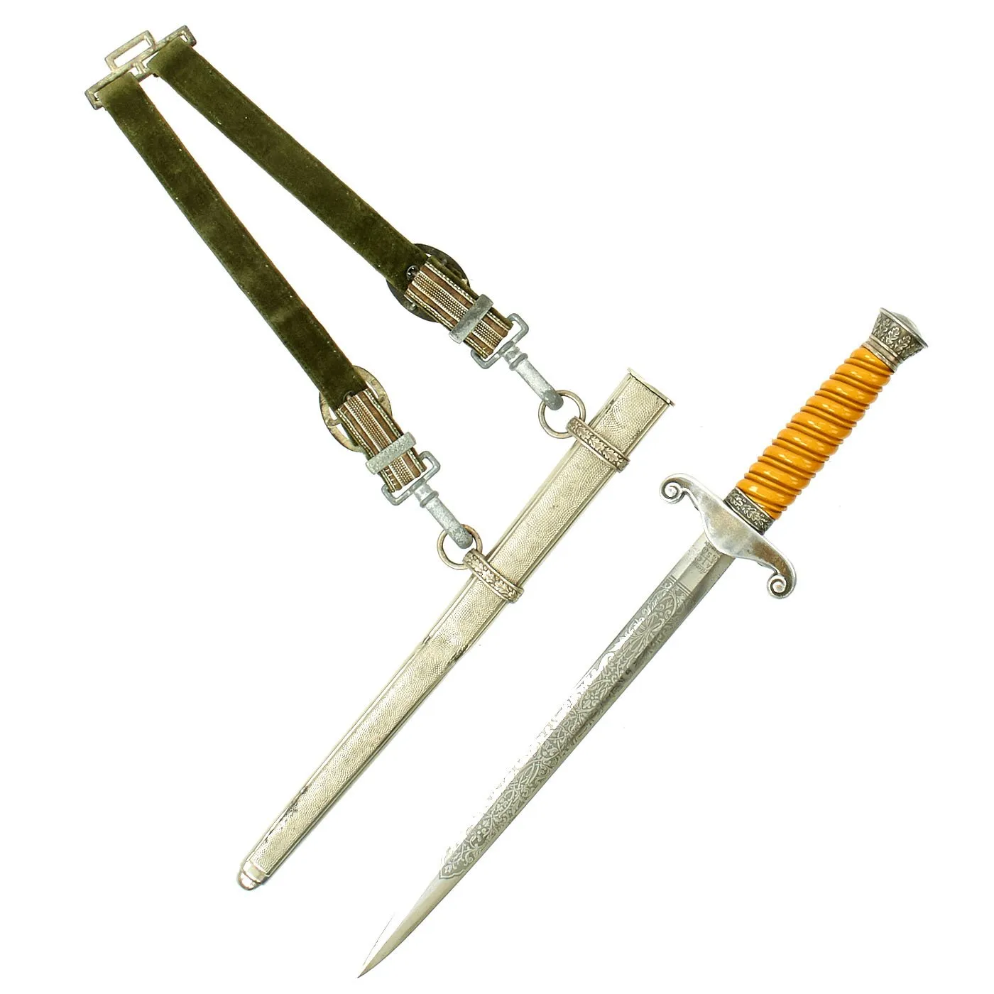 Original German WWII Army Heer Officer Dagger by Alcoso with Hanger and Possible Post War Etching - c. 1940