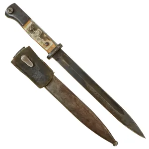 Original German WWII Commercial 98k Bayonet by ALCOSO with US Soldier Custom “Sweetheart” Plexiglass Grips and Scabbard - circa 1940-1943