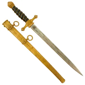 Original Rare German Weimar Model 1919/1921 Reichsmarine Naval Dagger by Alexander Coppel with Ball Pommel & Lightning Bolt Scabbard