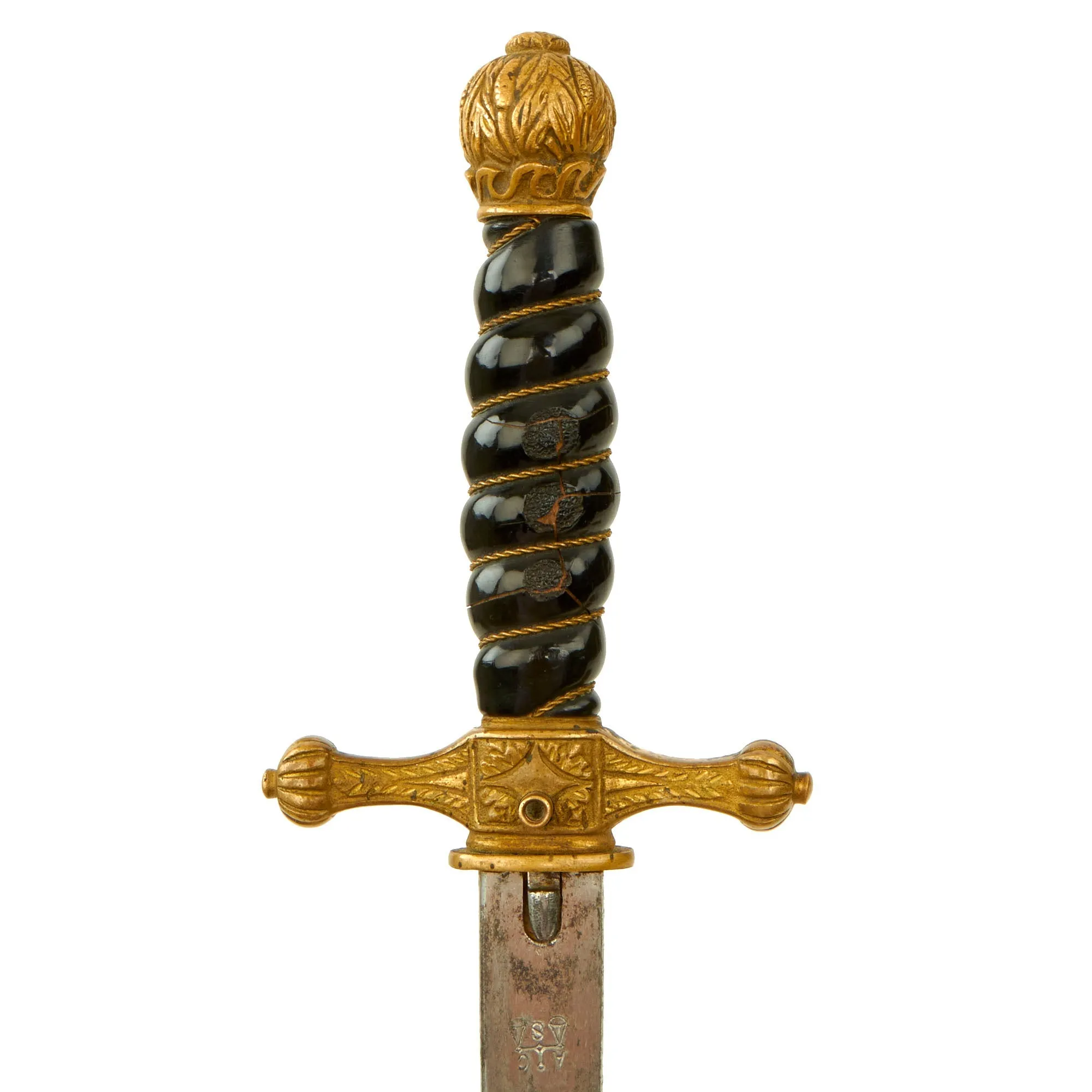 Original Rare German Weimar Model 1919/1921 Reichsmarine Naval Dagger by Alexander Coppel with Ball Pommel & Lightning Bolt Scabbard